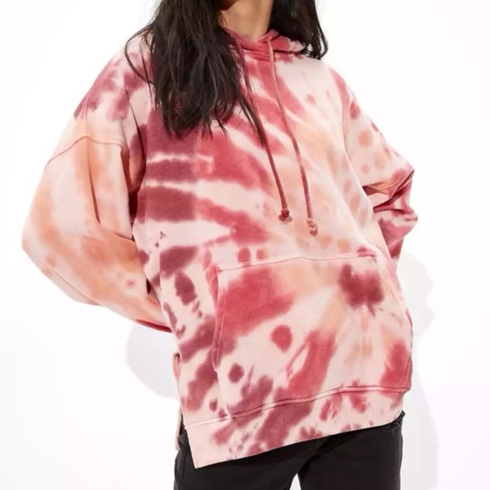 American Eagle Outfitters Maroon Tie-Dye Hoodie